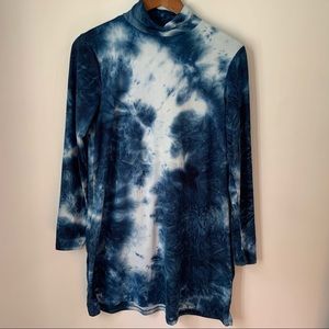 Ava Sam Dress Mock Neck LongSleeve Tie Dye Womens Size Small